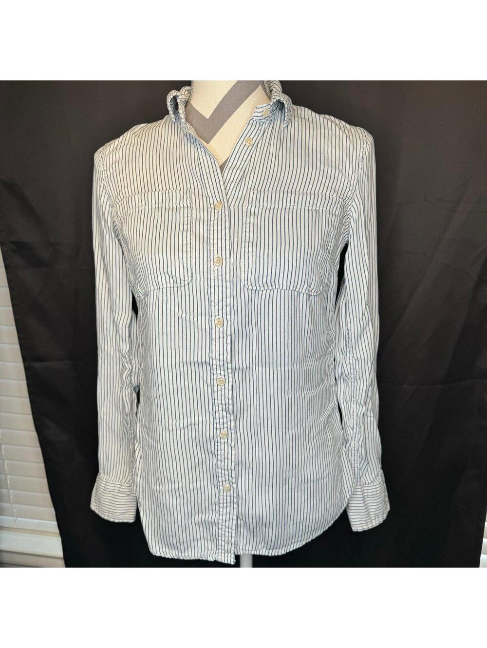Blue / white striped button up shirt